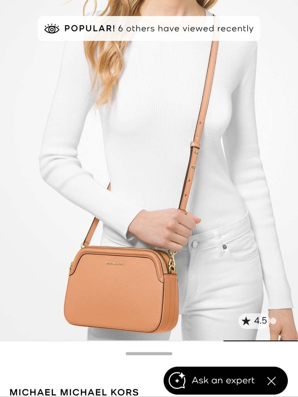 Michael Kors Crossbody Houston Large Crossgrain Leather Double-Zip Crossbody Bag